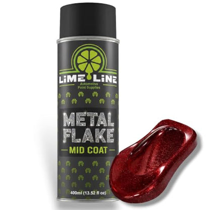 LiME LiNE Metal Flake Midcoat Automotive Grade Sparkle Spray Paint - No Equipment Needed - Finish with 2K Clearcoat (Red, 1. Spray Paint Only) - color: Red