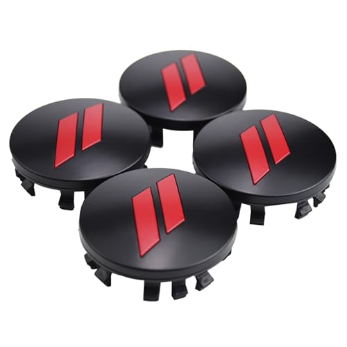 (Set of 4) 63mm=2.5 inches // Slash Wheel Center Cap Covers HubCap Emblem Badge Trim for Dodge Charger Challenger Durango Hornet Dart R/T SRT Magnum Nitro Journey Caliber Avenger and Ram and Jeep - color: red // on matte black cap