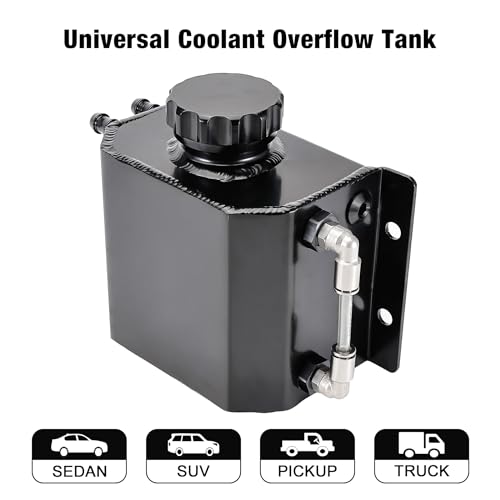 EVIL ENERGY Radiator Coolant Overflow Tank Aluminum, Universal Overflow Reservoir Tank, Upgraded Overflow Catch Can 1L Black