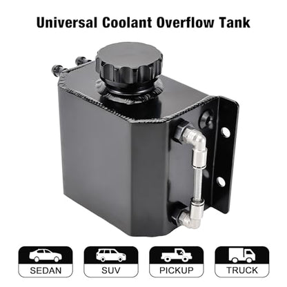 EVIL ENERGY Radiator Coolant Overflow Tank Aluminum, Universal Overflow Reservoir Tank, Upgraded Overflow Catch Can 1L Black