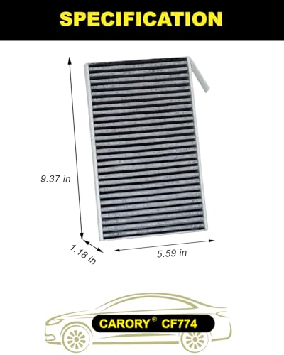 2PCS Cabin Air Filter with Activated Carbon for Tesla Model 3 (2017-2026), Model Y (2020-2026), OE# 1107681-00-A, CF12774, XC11952C, CF774 - size: 5.6" x 9.4" x 1.2"