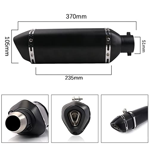 PACEWALKER Motorcycle Exhaust Muffler 1.5-2" Inlet, 38,51mm, Matt Black - size: Matt black