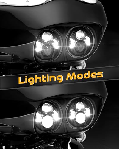 M MIBAHE 120W 5.75 Inch Dual LED Headlight Compatible with Road Glide 2004-2013, Black - color: black