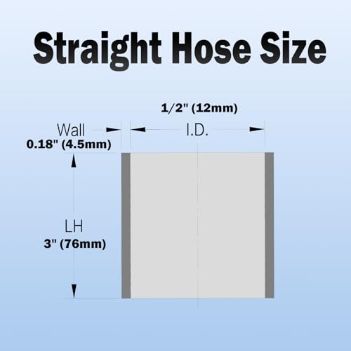 Automotive Silicone Tubing, 1/2" (12mm) ID Straight Hose，3"(76mm) Leg Length，3-Ply High Performance Coupler Universal Silicone Hose (Black) - size: 1/2" (12mm)