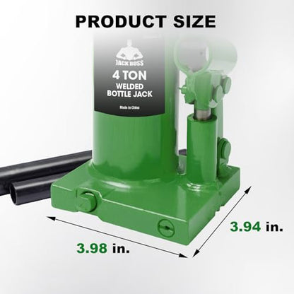 Jack Boss Bottle Jack 4 Ton (8,000 LBs) Hydraulic Car Jack, Fit for Auto Truck Repair and House Lift, Green - color: Green, size: 4 TON