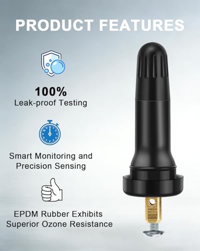 Riseuvo TPMS 20008 Rubber Snap-in Tire Valve Stems for TPMS Sensor, 50Pcs