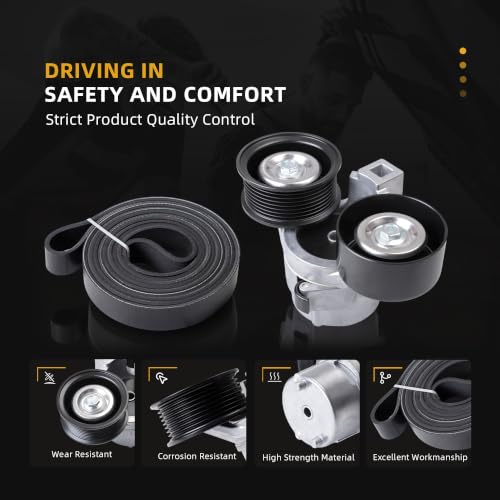 Serpentine Belt with Tensioner Kit #38191 419214 45560 - size: 1999-2003 for Excursion/E550 Super Duty
