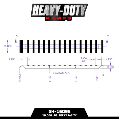 GEN-Y Hitch Heavy Duty Aluminum Loading Ramps, Set of 2, 8 Feet x 15" - size: 8'