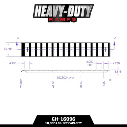 GEN-Y Hitch Heavy Duty Aluminum Loading Ramps, Set of 2, 8 Feet x 15" - size: 8'