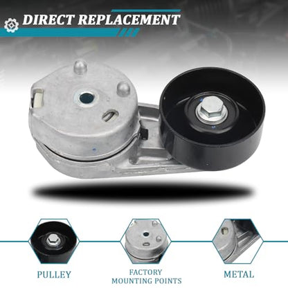 IRONTEK 89370 Belt Tensioner Pulley Assembly fit for Ford (2005-2008 Escape/ 2006-2009 Fusion), for Land Rover 2005-2009 LR3, for Lincoln 2000-2006 LS #38279 - size: 89370