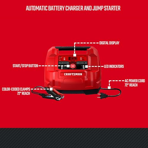 CRAFTSMAN 6A Car Battery Charger & Maintainer, 6V/12V – CMXCESM253