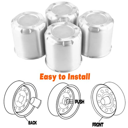 4Pcs 4.25 inch Wheel Center Caps Aluminum Push Through Trailer Caps Fit 4.25" Center Bore Truck RV SUV Wheels Rims, Silver Hub Covers, 4.69" Tall - size: 4.25” Hub, 4.69” Tall