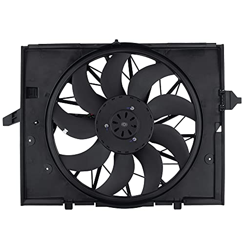 BOXI Engine Cooling Fan Assembly Fits for BMW E60 525 530 545 645 / for BMW E65 750 (Replace 17427543282 17427514181)