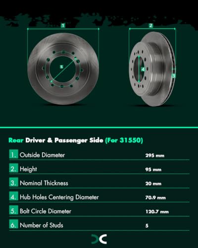 SCITOO Rear Brake Kits Disc Brake Rotor Brakes Pads:D606;31550 - size: Rear 31550 + D606 [2+4PCS]