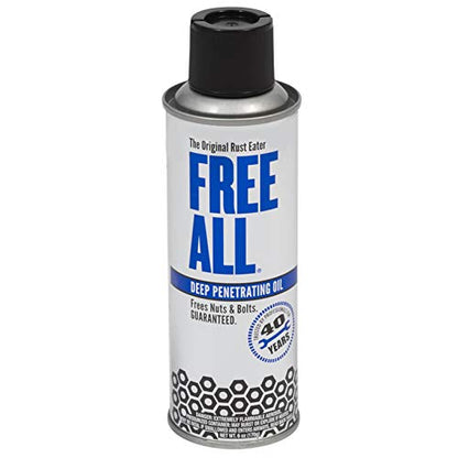 Free All Rust Eater Deep Penetrating Oil, 6 oz Aerosol – Loosens Rusted Bolts, Nuts, Pipe Connections & Locks – Industrial-Grade Rust Remover, Silicone-Free Formula, Safe for Paint & Plastic Surfaces - style: 6 Ounces