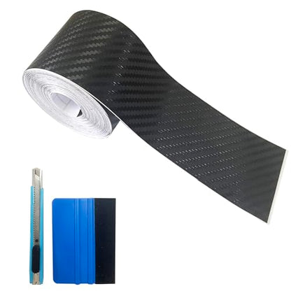 Carbon Fiber Vinyl Tape for Black Out Chrome Delete Window Trim with Tool Kit, Black Vinyl Wrap Tape Roll, Self-Adhesive Car Chrome Door Trim Delete Tape DIY Film (2 inches x 30 feet) - size: 2 inches x 30 feet