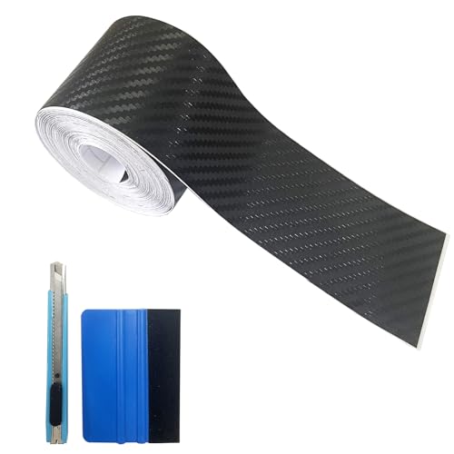 Carbon Fiber Vinyl Tape for Black Out Chrome Delete Window Trim with Tool Kit, Black Vinyl Wrap Tape Roll, Self-Adhesive Car Chrome Door Trim Delete Tape DIY Film (2 inches x 30 feet) - size: 2 inches x 30 feet