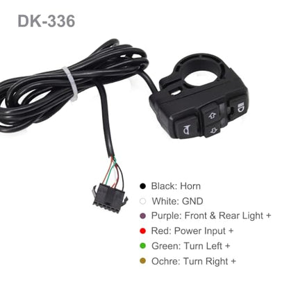 EBike Turn Signals Light Kit, Front Headlight 400 Lumens, Rear Taillight 80mm Hole Spacing (Mounting Bracket to Fit 50mm Rack Holes), Handlebar Control Switch, for E-Bike and Electric Scooter 12V-48V