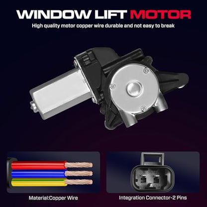 Rear Driver Side Power Window Regulator with Motor (2 Pins) Fit for 1997-2005 Buick Century 1997-2004 Regal, 1998-2002 Oldsmobile Intrigue, 741-710 - size: Rear Driver (LH)