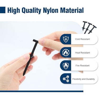 200 PCS Nylon Universal Cable Tie Buckle, Multi-Functional Black Zip Ties with Pin & Button, Snap-Fit Nylon Fastening Clip for Car Repairs,Home,Garden,Workshop