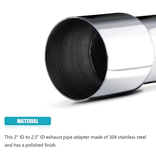 Universal 2" ID to 2.5" ID Exhaust Pipe Adapter Connector Reducer 304 Stainless Steel 2 Inch to 2.5 Inch 2” ID to 2 1/2” ID kit - size: 2" ID to 2.5" ID