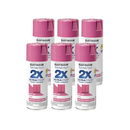 Rust-Oleum Painter's Touch 2X Ultra Cover Spray Paint, Gloss Berry Pink - color: Gloss Berry Pink, size: 12 Ounce (Pack of 6)