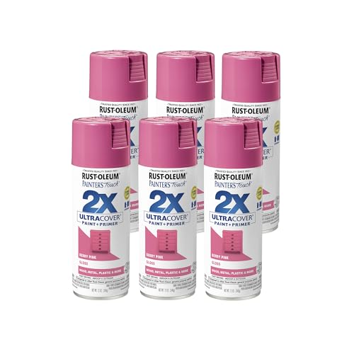 Rust-Oleum Painter's Touch 2X Ultra Cover Spray Paint, Gloss Berry Pink - color: Gloss Berry Pink, size: 12 Ounce (Pack of 6)