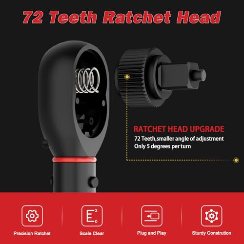 VANPO 1/2-Inch Drive Click Torque Wrench, 20-260 Ft-Lb for Car & Truck - size: 1/2-Inch (20-260 Ft-Lb / 27.1-352.3 Nm)