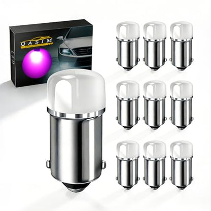 Qasim 1893 LED Bulb BA9S 1895 53 57 12V Pink Car Light 10-Pack - color: Pink