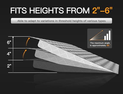 31" x 25" Aluminum Threshold Ramp for Doorways, 550 lbs Capacity - size: 31"x24.5" for 2"-6"