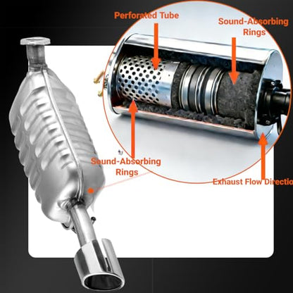 100% Stainless Steel Rear Exhaust Muffler for Hyundai Sonata 11-14 HS08 - size: For 2011-2014 Hyundai Sonata
