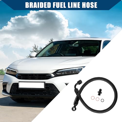 Car Braided Fuel Line Hose for Honda Civic 1988-2000 / Front Braided Fuel Line Oil Hose / / Durable Metal Nylon / 1Pcs Black
