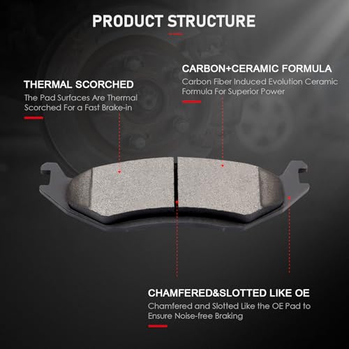 cciyu D966 D967 Brake Pads w/Hardware Front Rear Disc Brake Pad Set - size: Front[D966] + Rear[D967]