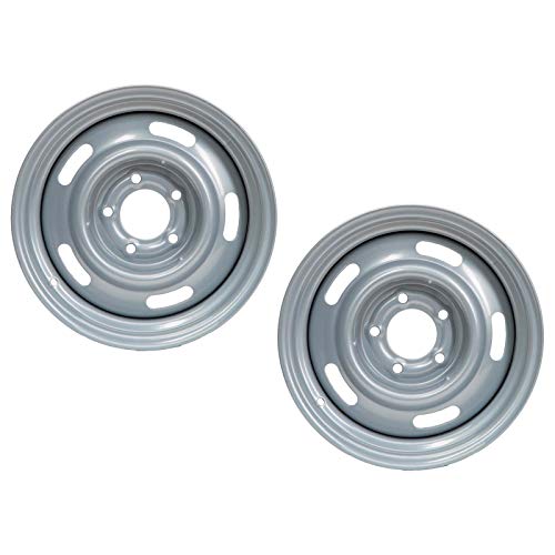 GM Rally Truck Wheel Set, 5 on 5 BP, 15x8, Silver, Sold as a Pair