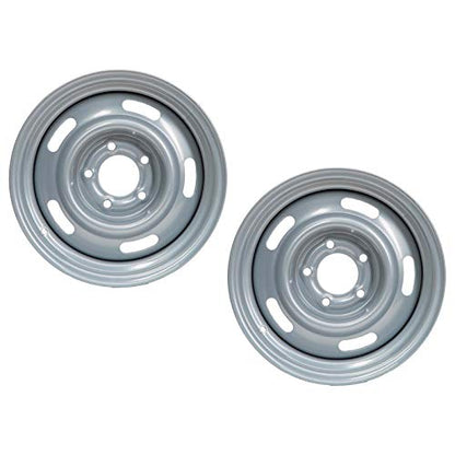 GM Rally Truck Wheel Set, 5 on 5 BP, 15x8, Silver, Sold as a Pair