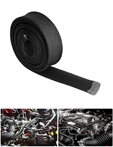 Heat Shield Sleeve Fuel Line Heat Shield Auto Hose Spark Plug Wire Cover Protectors Boots Roll 2500 Degree for Car&Auto Wire Loom Brake Cable (1/2" IDX10', BLACK) - color: Black, size: 1/2" IDX10'