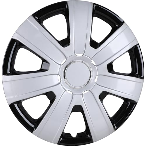 15 Inches Wheel Rim Cover Hubcaps, Hubcap Wheel Cover Replacement - color: 5076-Silver & Black-15