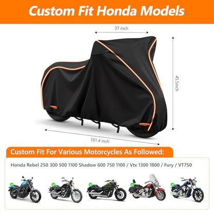 420D & Cotton Lining Motorcycle Cover for Honda Rebel 250 300 500 1100 - size: for Rebel