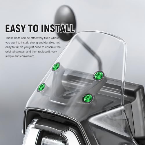 10PCS Motorcycle Windshield Bolt Kit, M5 Motorbike Fairing Bolts Nuts (Green) - color: Green