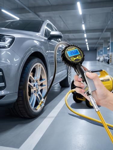 AZUNO Digital Tire Pressure Gauge with Air Blow Gun - size: Standard with Air Gun