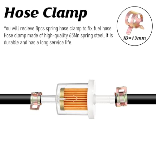 2PCS 5/16" Universal Gas Inline Fuel Filter Clear with 4PCS Hose Clamps