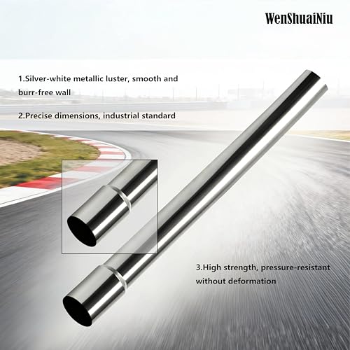 Universal 3 Inch 304 Stainless Steel Straight Exhaust Pipe, 45 Inch Length, 0.048 Inch Thickness -2PCS - size: 3 inches