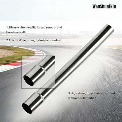 Universal 3 Inch 304 Stainless Steel Straight Exhaust Pipe, 45 Inch Length, 0.048 Inch Thickness -2PCS - size: 3 inches