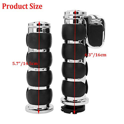 Pair of 1" Dual Chrome Motorcycle Bar End Hand Grips Handlebar Compatible with Cruisers Harley Yamaha Suzuki - color: Chrome#2