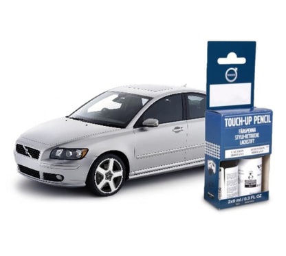 Volvo Touch Up Paint Pen, Includes Base Coat and Clear Coat, 2 x 9 ml (0.3 fl oz), OEM Factory Original (426 Silver Metallic) - color: 426 Silver Metallic