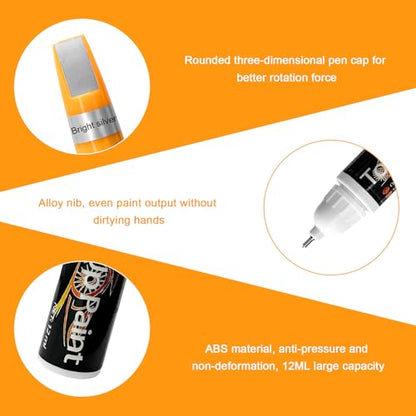 Touch Up Paint Pen for Cars, 2 in 1 Quick Drying Touch Up Pen Lasting Auto Scratch Remover, 0.4 Fl Oz Color Accurate Paint Pens Quick & Easy Solution to Repair Scratches (Silver) - color: Silver