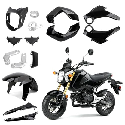 Mokuo Motorcycle Fairing Kits Compatible with Honda Grom MSX 125 2013-2016,Black Color - style: Black