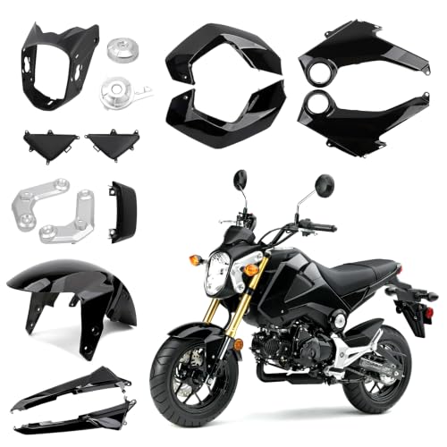 Mokuo Motorcycle Fairing Kits Compatible with Honda Grom MSX 125 2013-2016,Black Color - style: Black