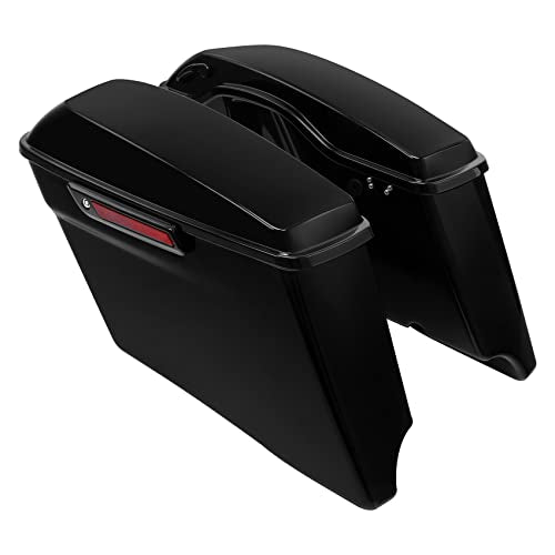 TCT-MOTORPARTS 4" Stretched Hard Saddlebags Fit for CVO Street Glide 14-24 - color: Vivid Black w/ Black Latches
