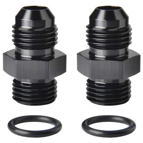 4AN Male Flare to 4AN ORB O-ring Boss Fuel Pump Rail Adapter Fitting Aluminum Black, Pack of 2 - color: Black - 2PCS, size: 4AN to 4AN ORB